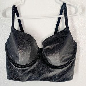 Victoria’s Secret Lined Demi 38DD Black Gold and Silver Bra